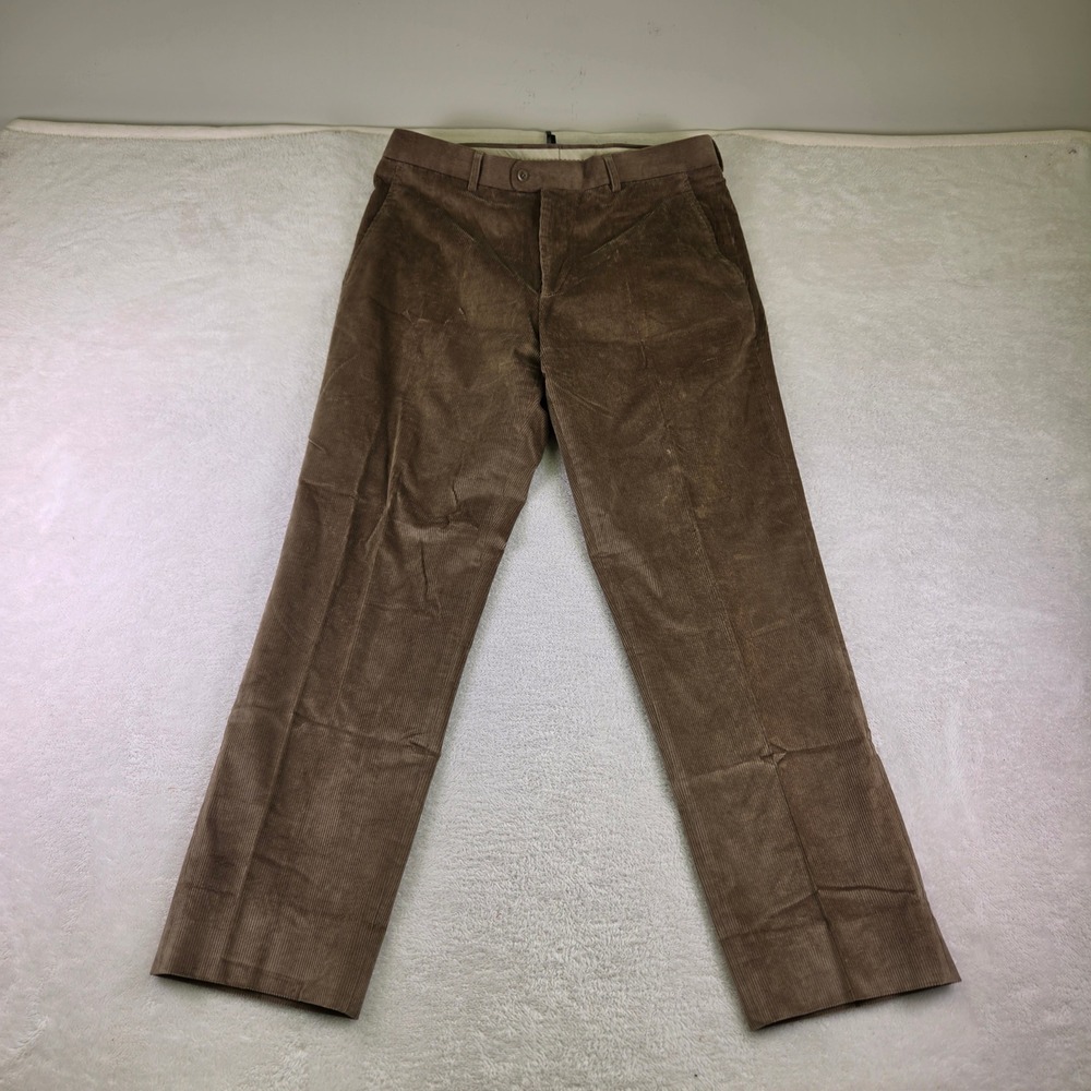 Linea Naturale Mens Brown Corduroy Pants Straight Leg G19450R Size 34x30.5